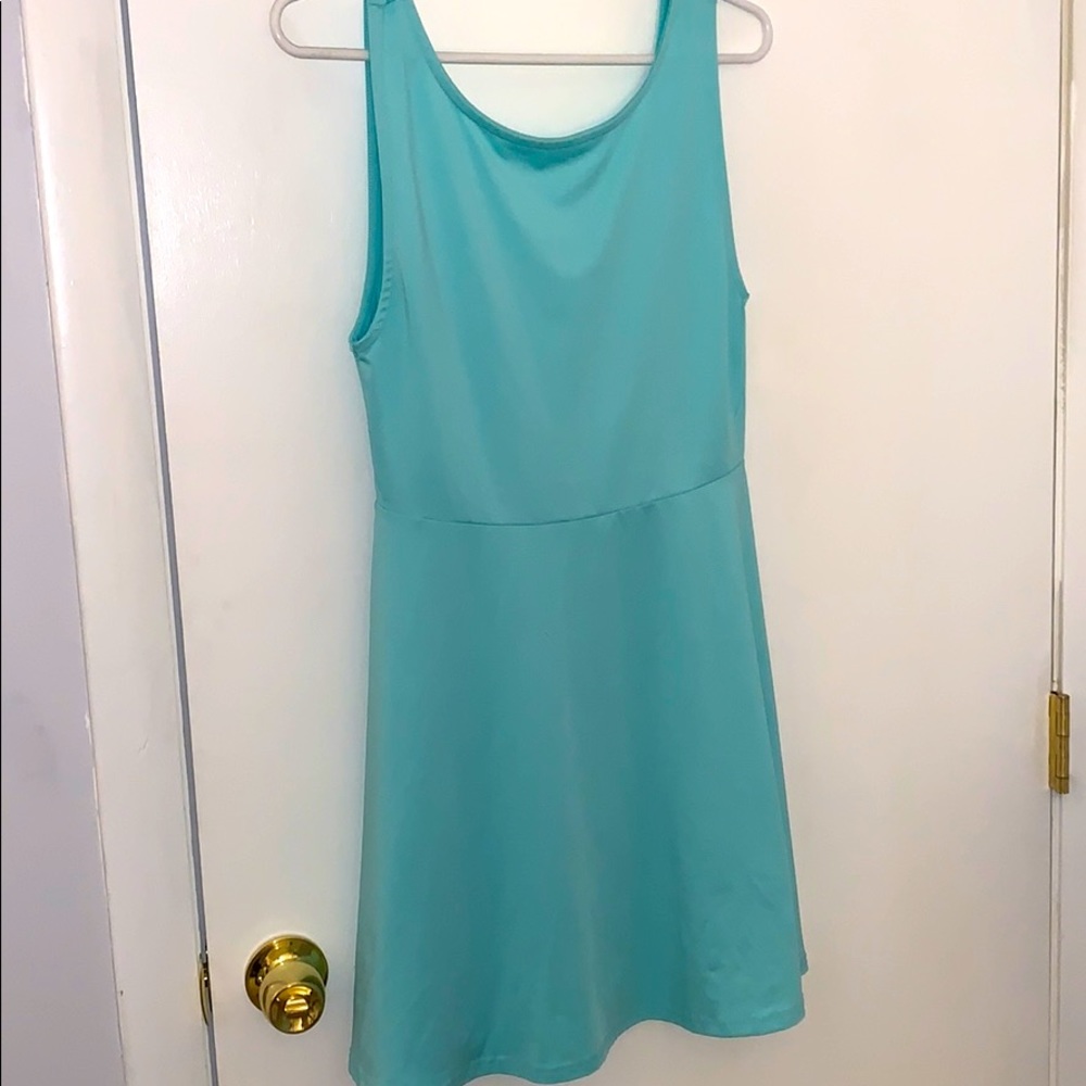 Low back teal stretchy sun dress
